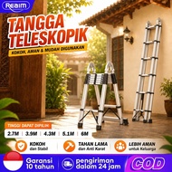 REAIM Silver Aluminum Telescopic Ladder 3m 4M 5M 6M Portable Straight Ladder Household Single Telesc