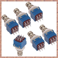 6PCS Guitar Effect Pedal Switch 3PDT Foot Switch PCB Button ON-on Latching 9 Pins True Bypass Blue(R