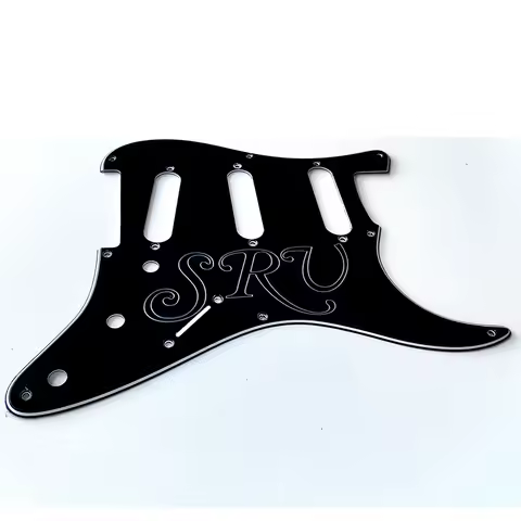 Pleroo Custom Guitar Parts For US FD 57' 8 Screw Engrave SRV Logo Start Guitar Pickguard, Black