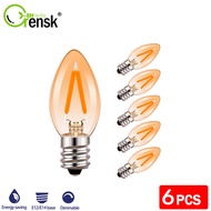 6 Packs E12 E14 LED Edison Bulb 1W C7 Mini Candle Light Bulbs Retro Dimmable Warm White Night Bulb F