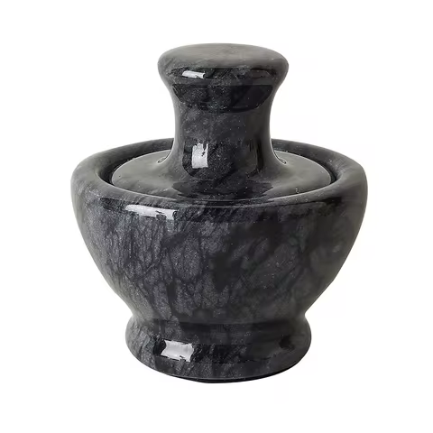 4 Inch Marble Mortar and Mushroom Pestle Stone Grinder Garlic Crusher Spice Mills Grinder for Kitche