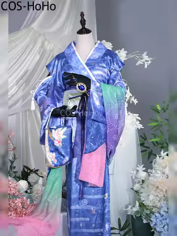 COS-HoHo Nu: Carnival Edmond Chasing Summer Game Suit Elegant Printed Kimono Cosplay Costume Hallowe