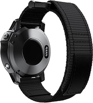 GANYUU 26 22MM Watchband Strap For Garmin Fenix 5 5X Plus 3HR 6X 6 6SPro S60 MK1 Enduro Watch Adjustable Nylon Easyfit Wrist Band Strap (Color : Black, Size : For Garmin Enduro)