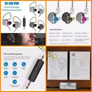 Headset Earphone KZ ZSN Pro with Mic 1DD 1BA Knowledge Zenith