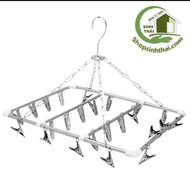 Móc dù inox treo phơi quần áo trẻ em 28 kẹp móc dù xếp gọn hình chữ nhật