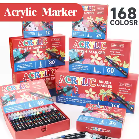 12/24/36/48/168 Colors Acrylic Color Soft Head Markers Painted Graffiti Ceramic DIY Gfit Marker Scho