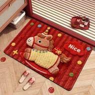 Hot Sale [Wholesale Price]Cartoon New Year of the Horse Diatomaceous Earth Bath Mat Bathroom Toilet 