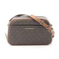 [Pre-owned] Michael Kors JET SET Small Shoulder Bag 32F5GJ6C5B252 Braun/Acorn PVC Coated Canvas Leat