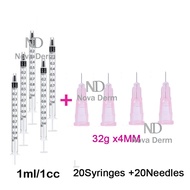 20PCS Beauty tool Needles 30G 31G 32G 34G Small Needle With Glue Cap Micro Needle