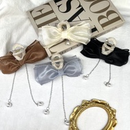 GCS-Pearl Chain Hair Clip Chiffon Fabric