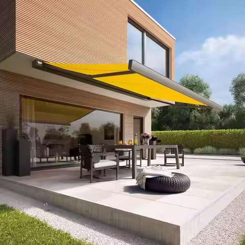 Outdoor Patio Awning Motorized Retractable Awning Sunshade Coffee Shop Restaurant Sun Shelter Alumin