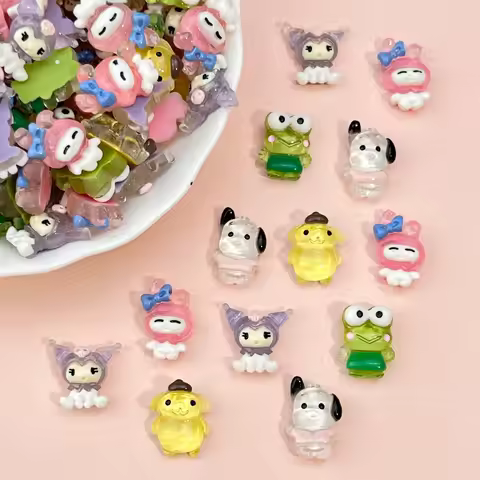 20Pcs Resin Mini My Melody Cinnamoroll Keroppi Nail charm Art Flatback acrylic Figurines DIY Miniatu