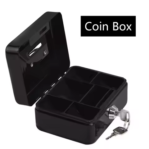 A88E-For Coin Collection Cash Box Mini Safe Lock Box Money Bank Metal For Coin Bank Security Box Wit