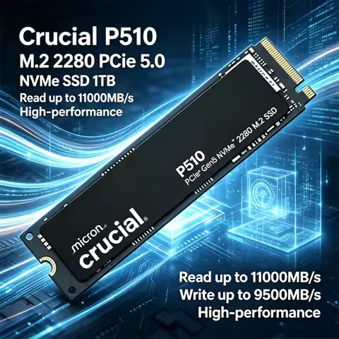 High-Performance M.2 2280 PCIe 5.0 NVMe SSD, Crucial P510 1TB, 11000MB/s Read & 9500MB/s Write, Upgr