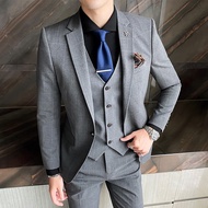 GUKENRO 3PCS Formal Suit Set For Men Korean Slim Fit Office Wedding  JS Prom High School Classical S