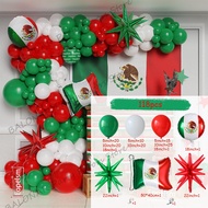 118Pcs Mexican Fiesta Balloon Wreath Set Red Green Explosion Star Mexican Flag Foil Balloon Mexican