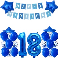 (SG SELLER) 18th Birthday Decorations, Blue 18th, 18th Birthday Balloon, Blue 18th Birthday Decorati