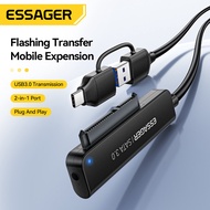 Essager USB 3.0 Transmission SATA Drive Cables 5Gbps High Speed 2-in-1 USB-A/Type-C to SATA Cable Su