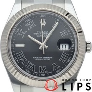 二手勞力士 Datejust II 男士腕錶，型號 116334（隨機），附原廠錶盒和保固卡，黑色 18K 白金/不鏽鋼錶殼，拋光處理，成色極佳。