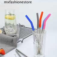 MXFASHIONE 2Pcs Metal Straw, 8mm Detachable Stainless Steel Straw, Bar Accessories With Silicone Tip Reusable Smooth Surface Stanley Cup Straw Tumbler Cup