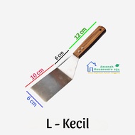 Kape Spatula Wajan Datar Bahan Stainless Gagang Kayu
