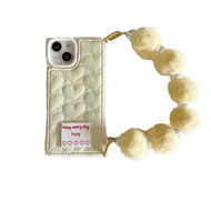 Soft Case Love Fabric Luxury With Pompom Chain Casing Case HP Lucu Iphone 12 / 12 Pro / 12 Pro Max I