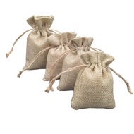 10pcs Small Bag Natural Linen Pouch Drawstring Burlap Sack