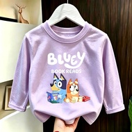 Ready Stock COD Boys Girls Autumn Long-Sleeved Tops Children Round Neck Bottoming Shirts Big Childre