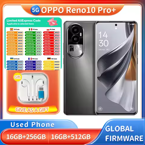 OPPO Reno10 Pro+ 5G 256GB 512GB ROM Screen 6.74 inches 2772x1240px 4700mAh Dual SIM (Nano SIM) used 