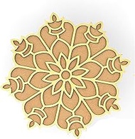 PRINT BHARAT Assorted Rangoli Stencils 12*12 inch MDF Rangoli Stencils for Door Reusable 3D Readymad