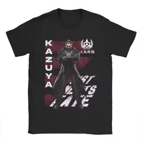 Tekken 8 Kazuya Gaming T-Shirt Men's Cotton Tops Funny Round Neck Short Sleeve