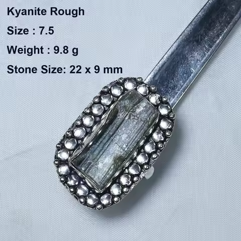 Ring Genuine Blue Topaz Labradorite Kyanite Dentrite Opal Ring , Size: 7.75