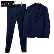 Prada 2015年 UAF437 海軍藍馬海毛羊毛混紡西裝套裝，44碼 [二手]