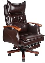 HDZWW Sedentary Comfort Boss Chair Cowhide Executive Chair with Retractable Footrest,135° Reclining Ergonomic Office Chair