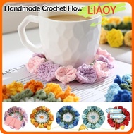 LIAOY Crochet Flower Coaster, Cup Accessories Book Painted Pattern Succulent Plant Pot Coaster, Handmade Home Decoration Hand-Knit Cup Mat
