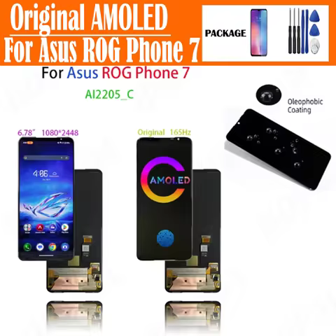 Original AMOLED For Asus ROG Phone 7 AI2205C LCD Display Touch Screen Digitizer Assembly For Asus RO