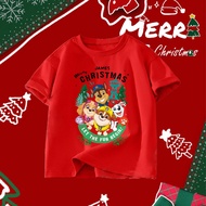 เสื้อเด็กคริสต์มาส paw patrol Merry Chrismas Kid'T-shirt การ์ตูนขบวนการเจ้าตูบสี่ขา PP-9