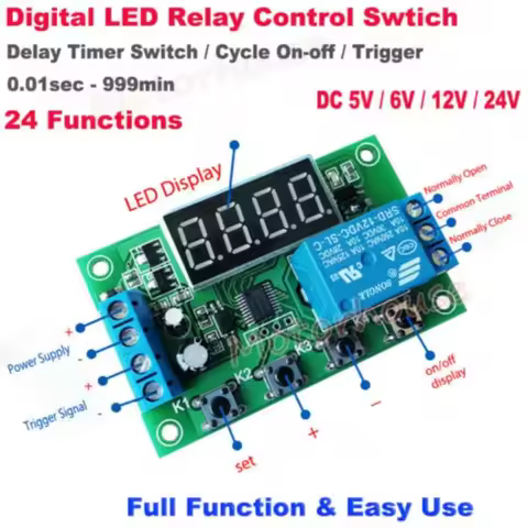 0.01S-999min DC 5V/6V/12V/24V Digital LED Timer Switch Delay Turn On/off Trigger Cycle Open Close Re