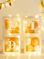 19入組11.8英吋紙質字母組/白色透明氣球盒,主題派對裝飾用品
