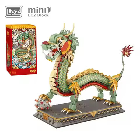 LOZ 1416pcs Chinese Dragon Model Building Blocks Creative Mini Decoration Bricks Animal Puzzle Toys 
