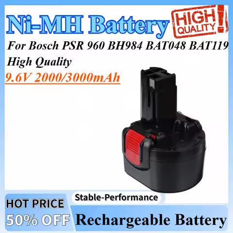 9.6V 2000/3000mAh Power Tools Ni-MH Rechargeable Battery Power Tools Battery For Bosch PSR 960 BH984