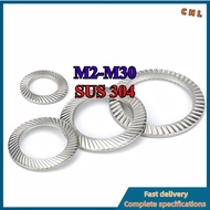 Double-sided tooth gasket locking gasket 304 stainless steel anti-loose gasket anti-skid gasket M2-M