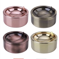 Perfect Round Thick Portable Ashtray Metal Ash Tray With Lids Ash Holder Smokeless Ashtray Windproof Holder Round Stainless Steel Ashtray