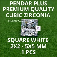 CUBIC ZIRCONIA PENDAR PLUS 2X2 - 5X5 MM PREMIUM QUALITY SQUARE WHITE GRAIN/