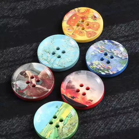 10pcs 22/25/30mm Oil Painting Buttons Round Coat Men's and Women's Coat Sweater High-end Hundred But