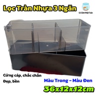 3-compartment Plastic Overflow Filter for Aquariums (Size 36x12x12cm)