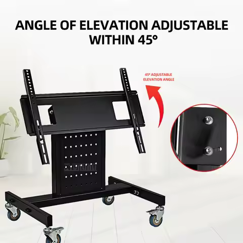 Mobile TV Mount with 45 Degree Adjustable Angle, Universal 32-65 Inch Low TV Stand Floor Cart