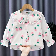 Girls White Berry Sleeve Blouse