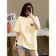 Pure Cotton Can't Pill Short-Sleeved Top Plus Size T-Shirt Women Printed Korean Version Summer A0