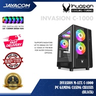 Invasion M-ATX C-1000 Gaming PC Casing Chassis – Black (Free 5x 120mm ARGB Fan)